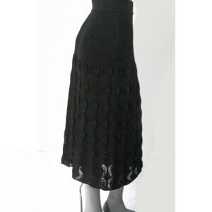 Rodika Zanian Paris Tres Chic Stretch Black Knit Lace Skirt 30-36" Waist